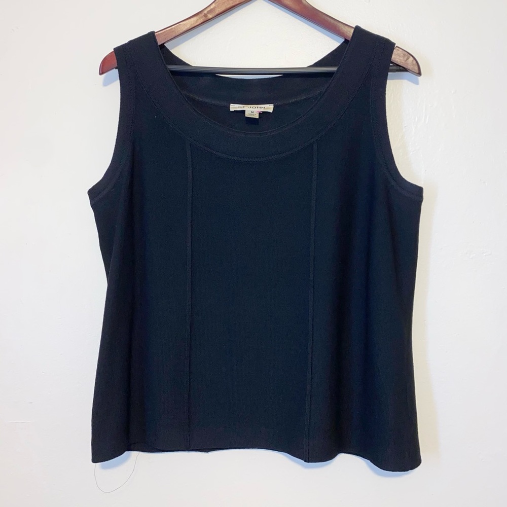 St. John black sleeveless blouse